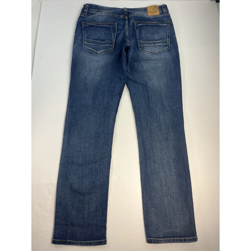 Nat Nast Luxury Originals Denim Straight Leg Stretch Blue Jeans Mens 34x33